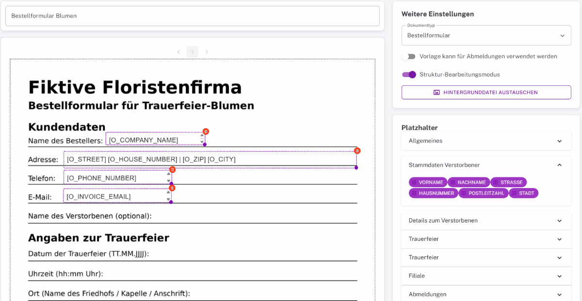 Sterbefall wird in Bestattersoftware verschoben